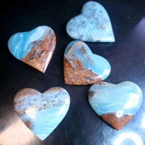 Ocean picture stone Heart Palm Stone small